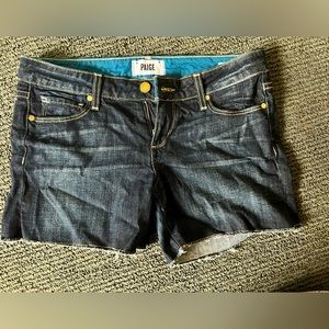 Paige dark wash shorts size 26